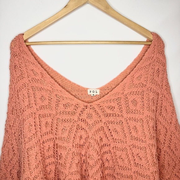 POL The Bright Side Chenille V Neck Sweater Oversized Semi-Cropped Size S - Picture 4 of 8